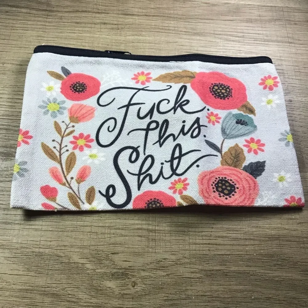 Vintage Floral Print Zipper Carry-On Bag, Lightweight Makeup Bag